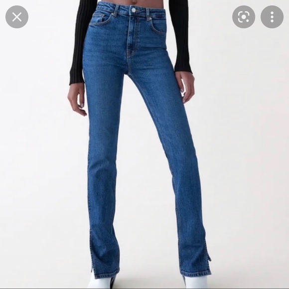 Zara Denim - Zara High Rise Full Length Split Skinny